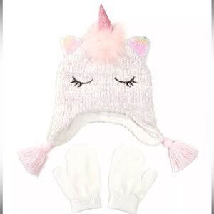 Love Design Toddler Girls Chenille Unicorn Heidi 2Piece Hat/Mitten, girl’s hat